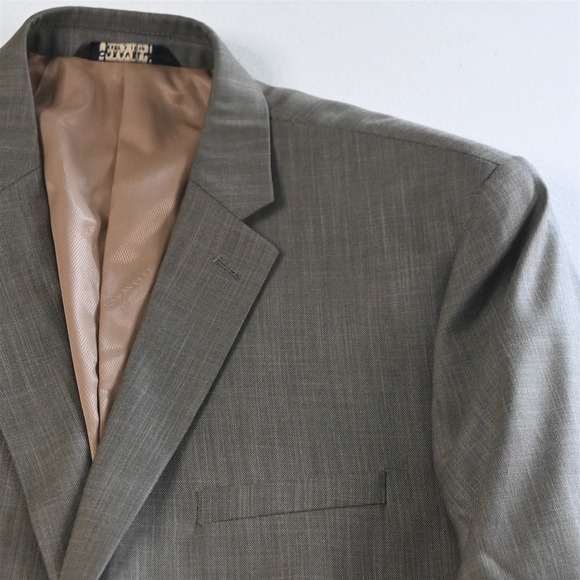 Caravelli 46R 36x29 Tan Green Brown Super 150s 3 Piece Vest Mens Suit - Picture 3 of 12